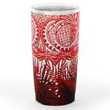 Kanaka Maoli (Hawaiian) Tumbler, Map Polynesian Palm Leaves Hibiscus Plumeria Flowers (Red) A18