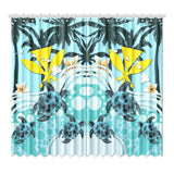 Hawaii Window Curtain - Blue Turtle Hibiscus A24