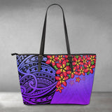 (Custom) Polynesian Leather Tote - Polynersian Plumeria Purple Personal Signature A24