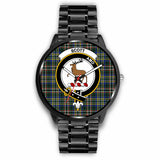 Scott Modern Clan Badge Tartan Leather/Steel Watch - BN