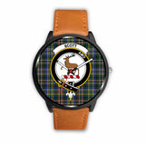 Scott Modern Clan Badge Tartan Leather/Steel Watch - BN