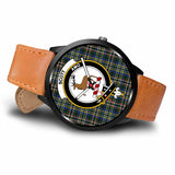 Scott Modern Clan Badge Tartan Leather/Steel Watch - BN