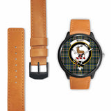 Scott Modern Clan Badge Tartan Leather/Steel Watch - BN