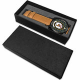 Scott Modern Clan Badge Tartan Leather/Steel Watch - BN