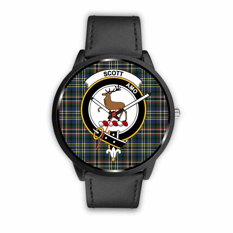 Scott Modern Clan Badge Tartan Leather/Steel Watch - BN