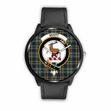 Scott Modern Clan Badge Tartan Leather/Steel Watch - BN