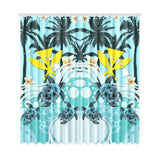 Hawaii Window Curtain - Blue Turtle Hibiscus A24