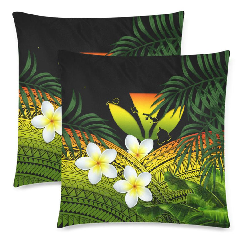 Kanaka Maoli (Hawaiian) Pillow Cases, Polynesian Plumeria Banana Leaves Reggae A02