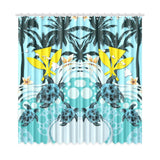 Hawaii Window Curtain - Blue Turtle Hibiscus A24