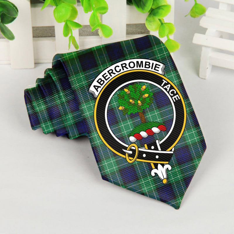 Abercrombie Tartan Tie with Clan Crest TH8
