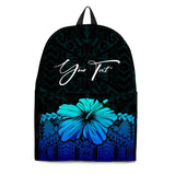 (Custom) Polynesian Backpack Hibiscus Personal Signature Blue A02