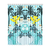Hawaii Window Curtain - Blue Turtle Hibiscus A24