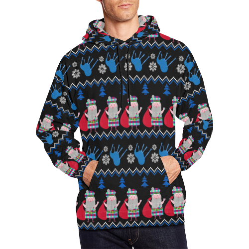 Scotland Bagpipes Santa Claus Hoodie(Black) A8