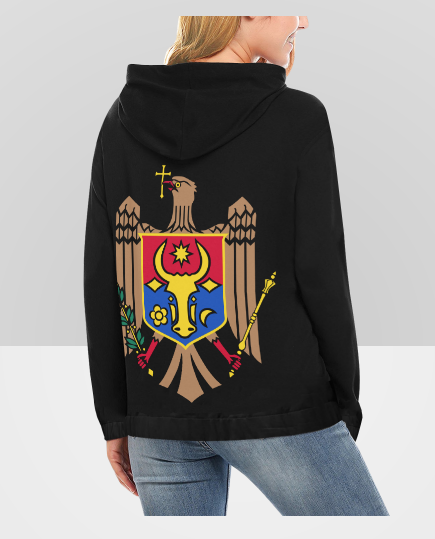 Moldova Hoodie - Flag And Coat Of Arms At The Back - Bn04