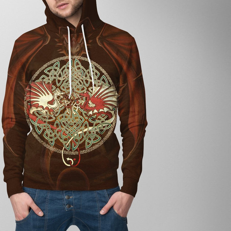 Celtic hoodie Celtic Keltic dragons hoodie J7
