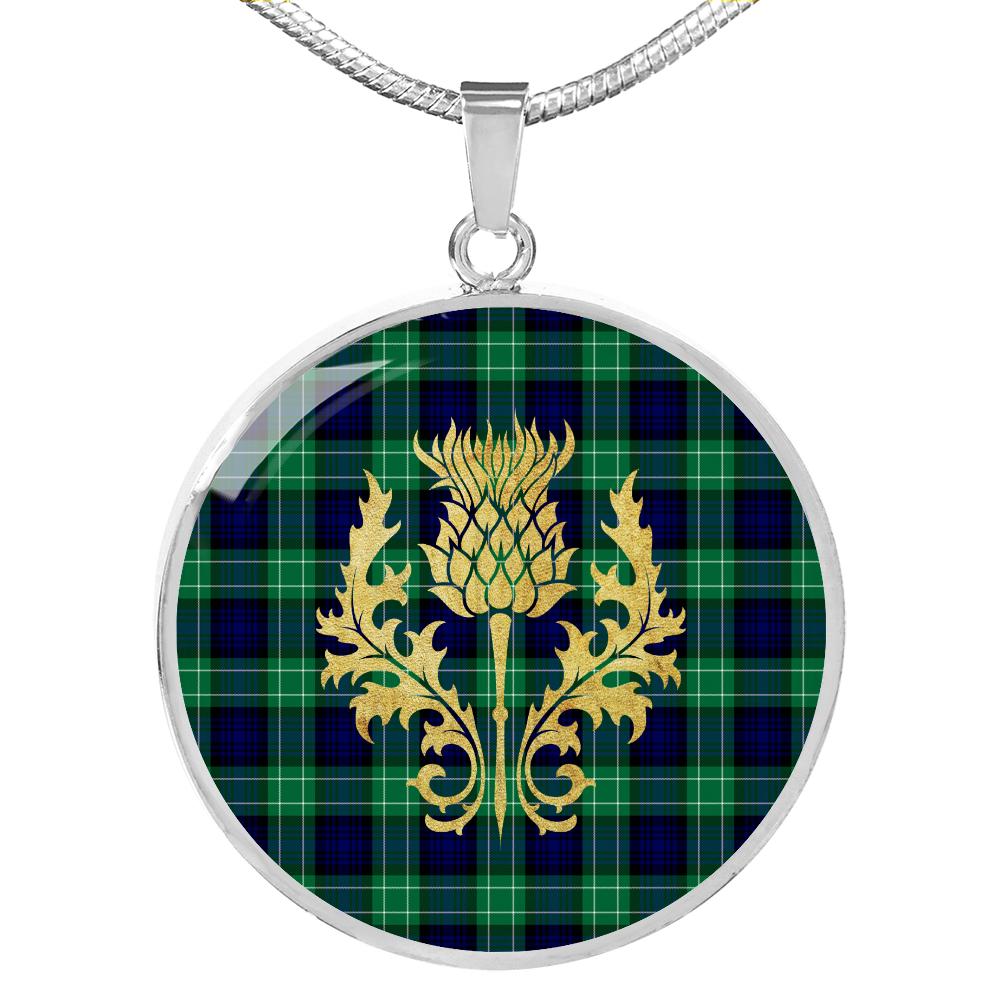 Abercrombie Tartan Circle Necklace Thistle Gold Hj4