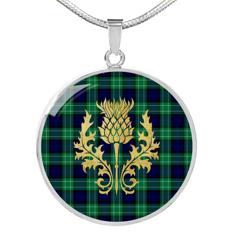 Abercrombie Tartan Circle Necklace Thistle Gold Hj4