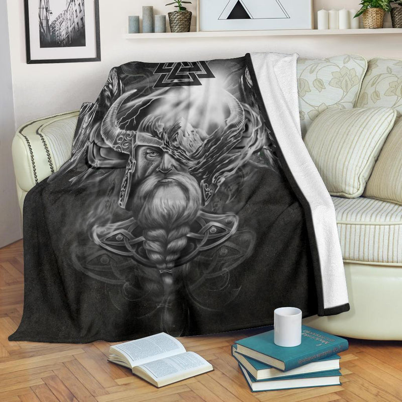 Viking Premium Blanket - Odin And Raven - J4