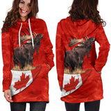 Canada Moose Hoodie Dress Maple Leaf K4