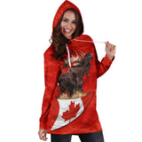 Canada Moose Hoodie Dress Maple Leaf K4