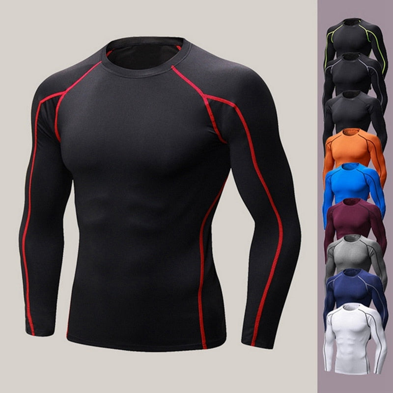 Quick Dry Men Running T shirt Long Sleeve Fitness Tops for Male Bodybuliding Compression Shirts Slimming Sports Tight fit