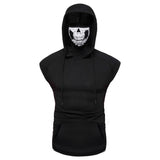 2020 Hot Sale T Shirt Men Skull Mask Button Sports Vest Hooded Splice Plus Size Funny Shirt Open-Forked Male Vest футболка#GH