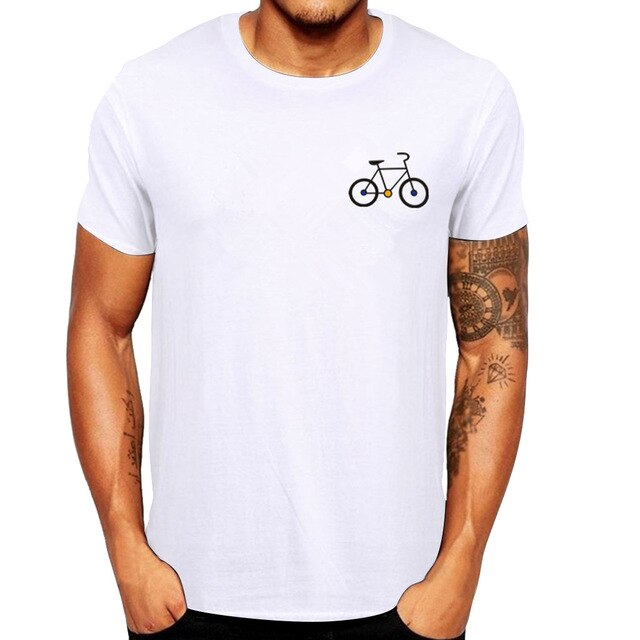 Men's explosive tops new summer cartoon bicycle pattern printed short-sleeved comfortable T-shirt tops футболка мужская 40*