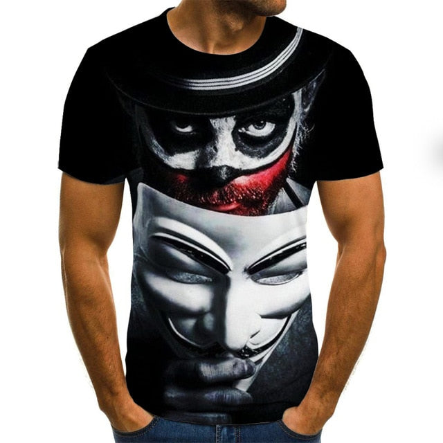 2020 new Cool clown men's T-shirt funny clown face tops 3D printed fashion short-sleeved round neck shirt trendy streetwear