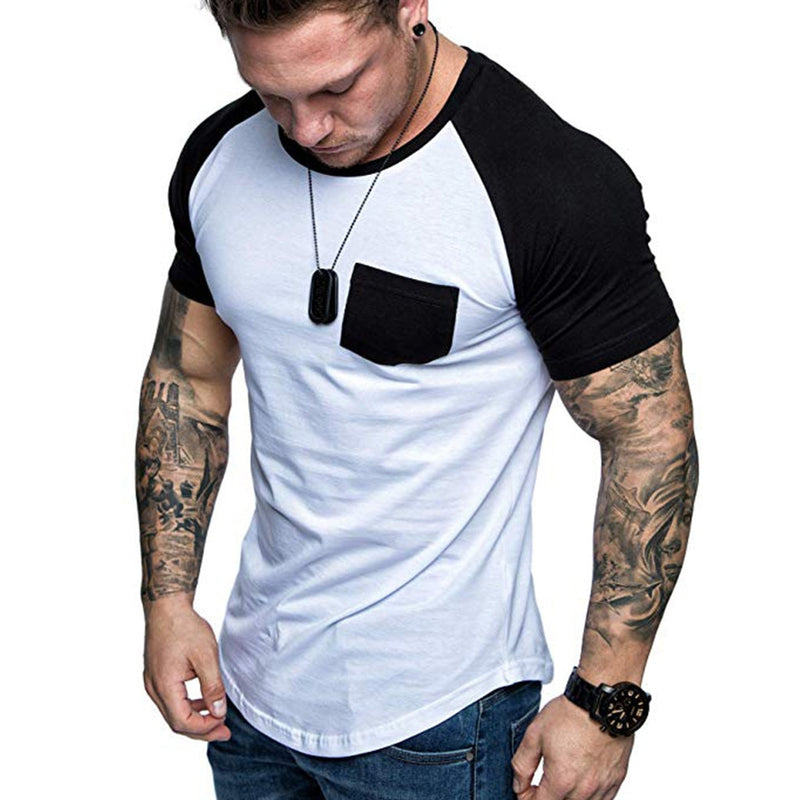 Fashion Men's T-shirt Tee Summer Slim Fit Patchwork Pocket Short Sleeved T-shirt Top Blouse Men Clothes camiseta Masculina 2020