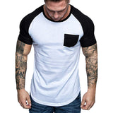 Fashion Men's T-shirt Tee Summer Slim Fit Patchwork Pocket Short Sleeved T-shirt Top Blouse Men Clothes camiseta Masculina 2020