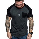 Fashion Men's T-shirt Tee Summer Slim Fit Patchwork Pocket Short Sleeved T-shirt Top Blouse Men Clothes camiseta Masculina 2020