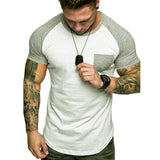 Fashion Men's T-shirt Tee Summer Slim Fit Patchwork Pocket Short Sleeved T-shirt Top Blouse Men Clothes camiseta Masculina 2020