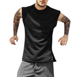 Summer T-shirt fashion explosion men's tops summer loose solid color sleeveless O-neck raw edge T-shirt top футболка мужская 40*